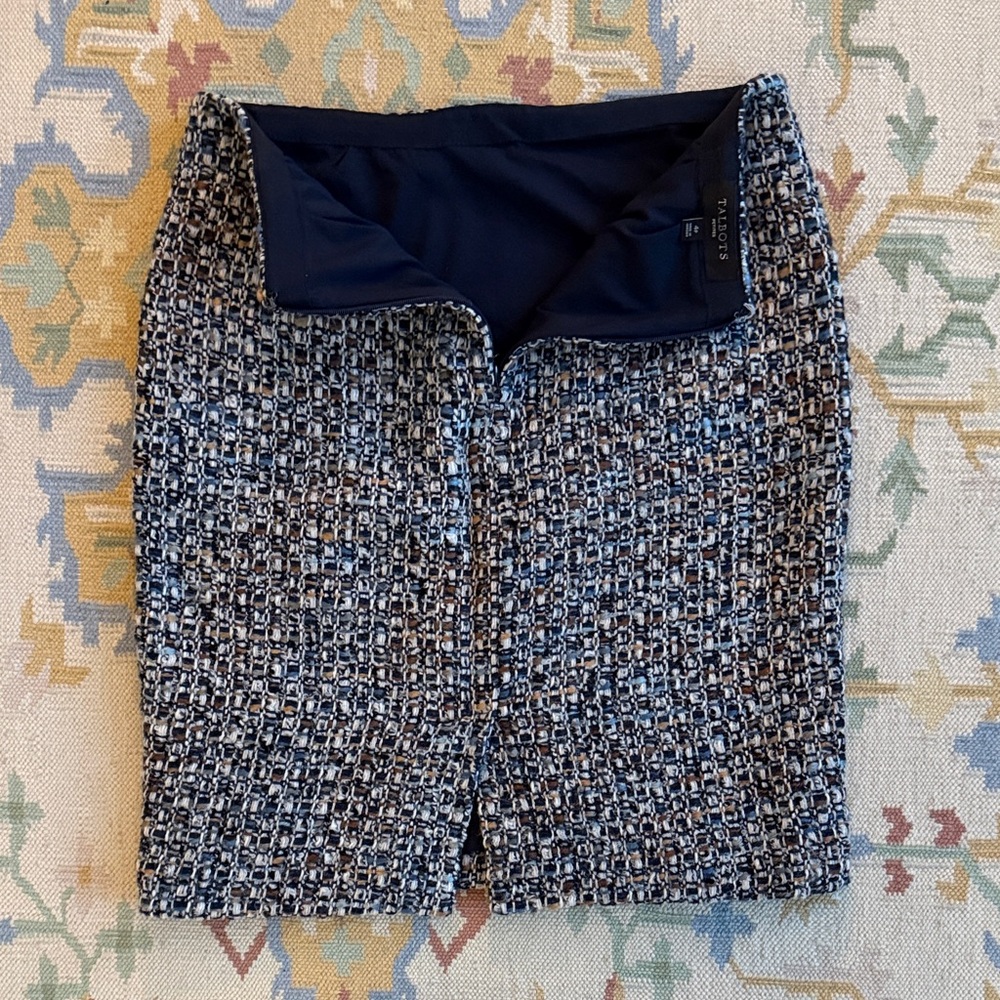 Talbots Navy Tweed Pencil Skirt - Picture 4 of 5